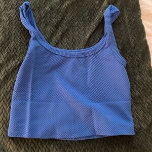 Stylish Blue Ribbed Tank Top